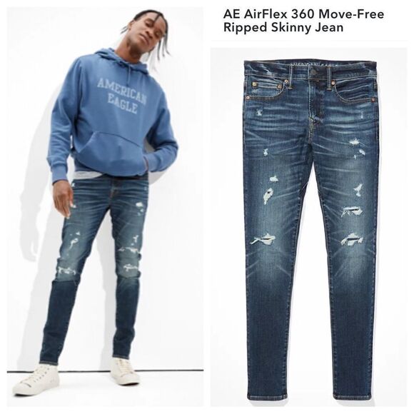 American Eagle Move Free Skinny Jeans Airflex 360 Men’s 30 Waist - Picture 1 of 13